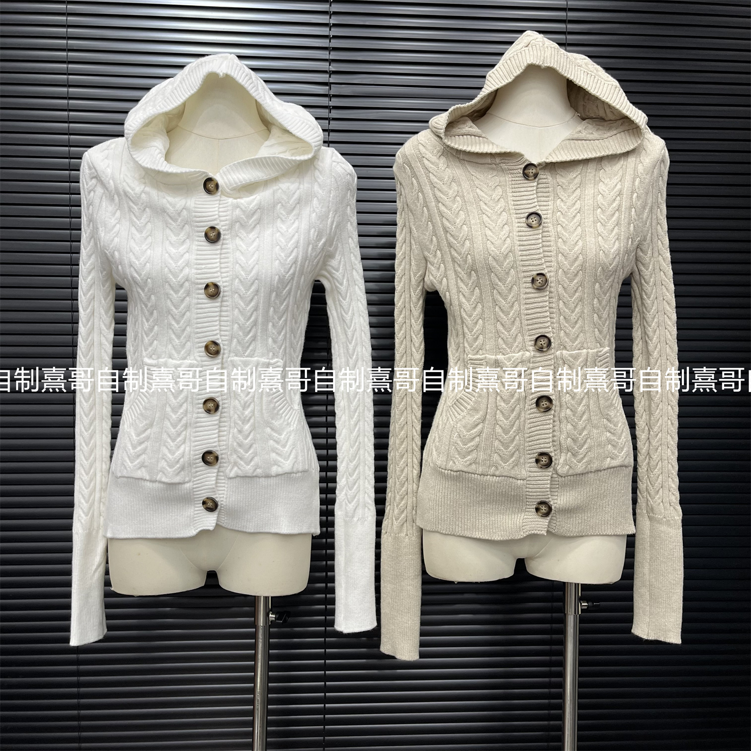 美式辣妹连帽针织衫女秋冬2025新款修身显瘦拉链开衫毛衣外套上衣