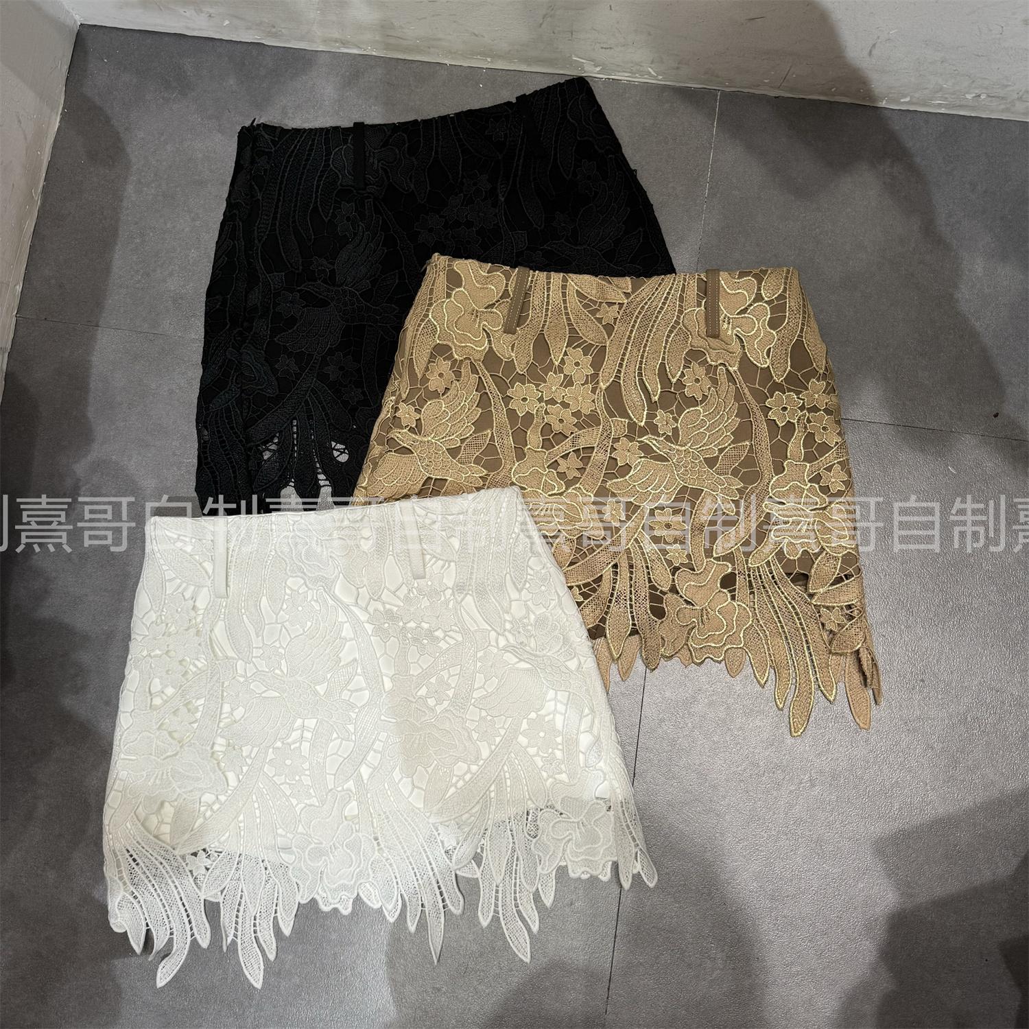 蕾丝半身裙短款女新款显瘦小清新高腰a字裙蕾丝半裙包臀短裙韩版
