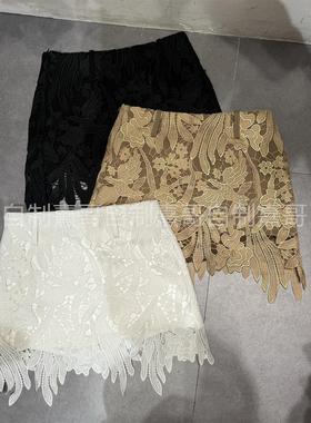 蕾丝半身裙短款女新款显瘦小清新高腰a字裙蕾丝半裙包臀短裙韩版