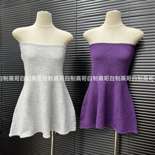 纯欲风荷叶边针织无袖抹胸女早秋新款高级感收腰显瘦气质绝美上衣