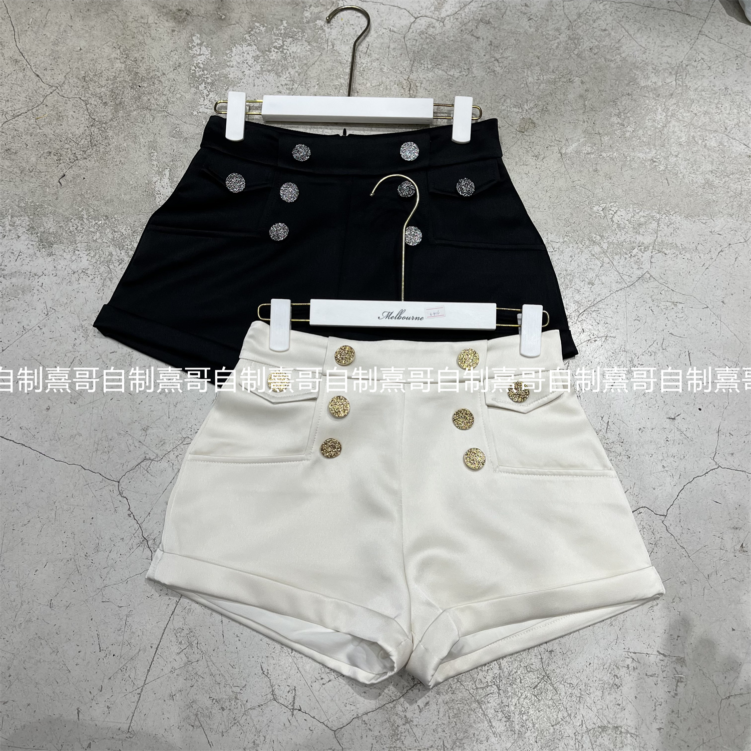 韩系纯色双排扣短裤女秋冬季高腰西装阔腿裤a字显瘦热裤外穿裤子