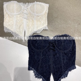 内搭外穿上衣 辣妹修身 纯欲风性感蕾丝无袖 鱼骨抹胸背心女秋冬新款