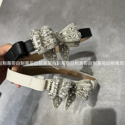 高级感蝴蝶结钻石扣皮带腰带裤带女百搭小香风洋气气质裤腰带洋气