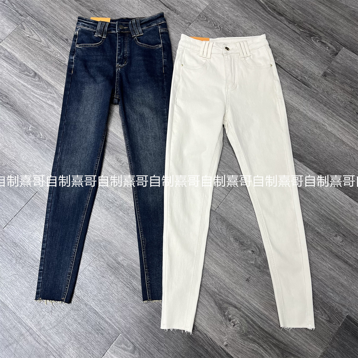 辣妹简约冬季新款纯色高腰丰胯提臀显瘦牛仔长裤女修身小脚铅笔裤