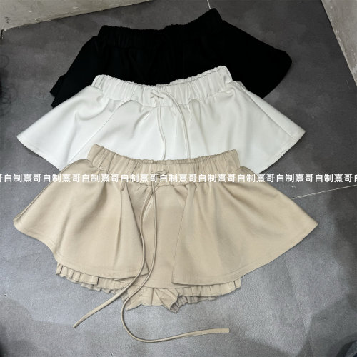 夏辣妹甜美风松紧高腰显瘦裙裤抽绳蓬蓬A字伞裙不规则半身裙短裙