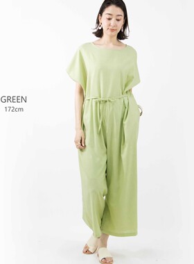 日单NA家棉麻超大板休闲时尚连体衣