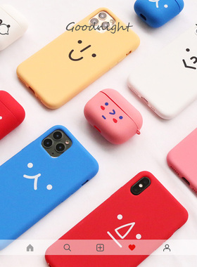 可爱彩色表情iPhone11硅胶情侣手机壳适用苹果se/xsmax/8plus防摔
