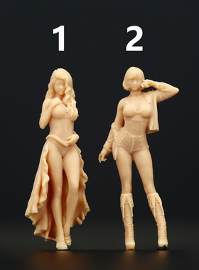 A192燕尾裙小太妹1:64微缩人偶模型1:43树脂白模沙盘微拍场景摆件