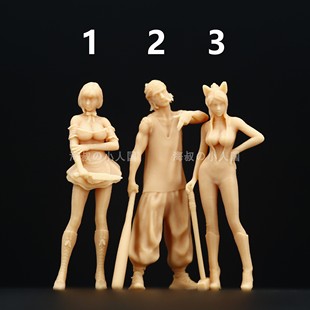 【海叔】A124恶棍天使1:64人偶模型手办公仔1:43微缩白模树脂小人