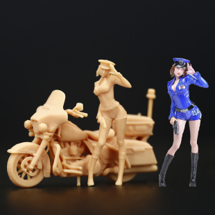 【海叔A153可爱女巡警女警花1:64微缩人偶模型手办1:43沙盘小人偶