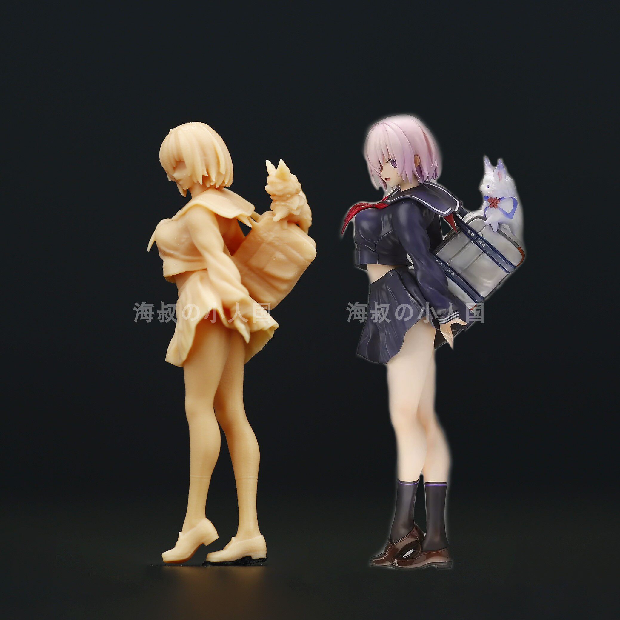 A295JK制服Fate玛修1:64微缩人偶模型1:43树脂白模沙盘场景小摆件