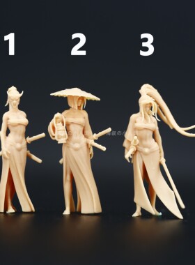 L225古风古装女侠古代女武士1/64人偶模型摆件手办树脂小人