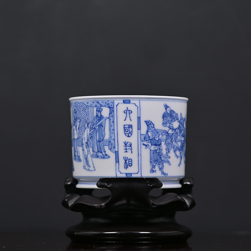 汲老推荐景德镇徐冬贵青花手绘六国封相图120CC主人杯茶杯直口杯