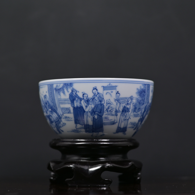 汲老推荐景德镇徐冬贵青花手绘十八学仕图120CC主人杯茶杯瓷器杯