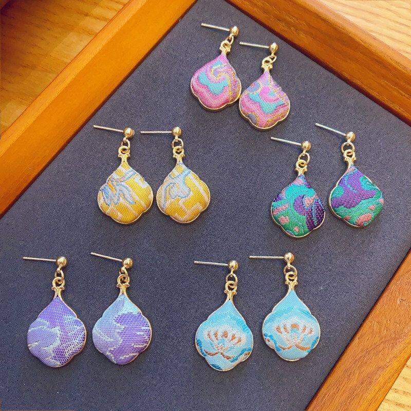 【成品】新中式非遗宋锦耳钉国风纯手工布艺简约古风花瓣耳环耳饰