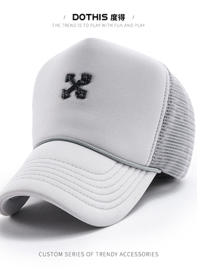 帽子女春夏季韩版男时尚网帽百搭棒球帽鸭舌帽金属LOGO高顶货车帽
