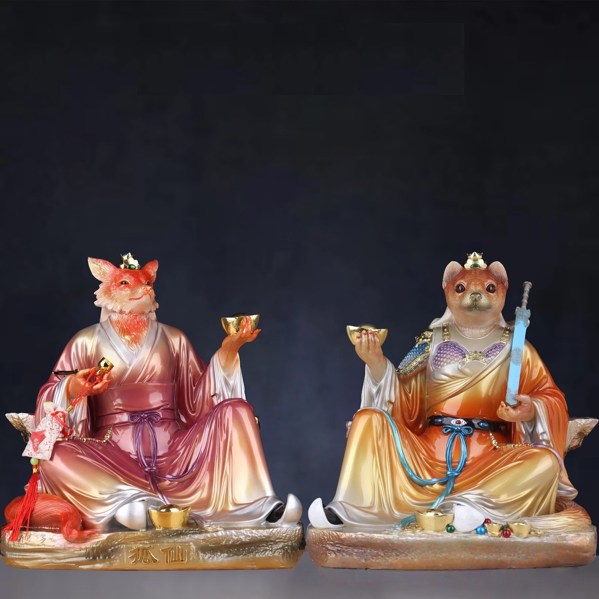 胡三黄三太爷太奶真身神像四大家族胡家黄家仙家用供奉树脂摆件