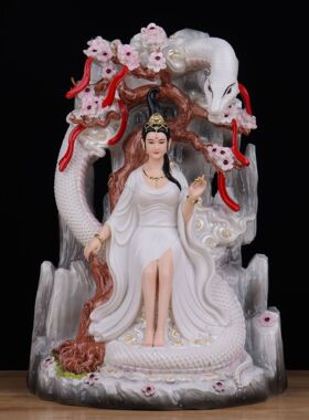 一品天承仿瓷女娲娘娘灵蛇蟒蛇白娘子神像娲皇女神家用佛像摆件