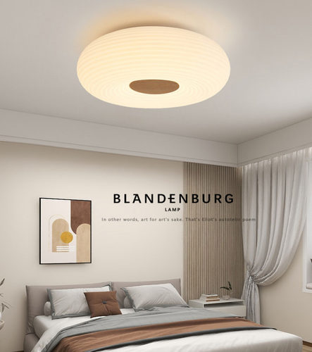 110V-220V奶油风卧室ed吸顶灯苹果奶油书房无闪屏护眼LED吸顶灯