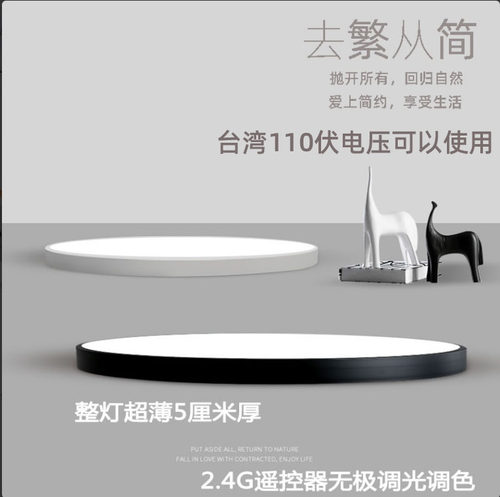 台湾110V-220超薄LED吸顶灯圆形客厅灯现代卧室灯书房过道阳台灯