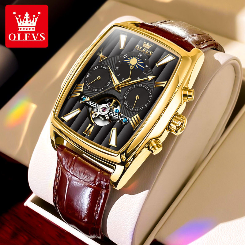 瑞士方形全自动机械表多功能月相