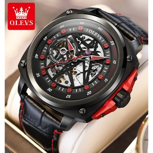 明星张智霖代言欧利时品牌新款酒桶镂空机械多功能防水男士手表男