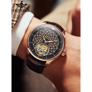 瑞士男机械表商务8002欧品客旗舰店品牌十大手表真皮男表防水时尚