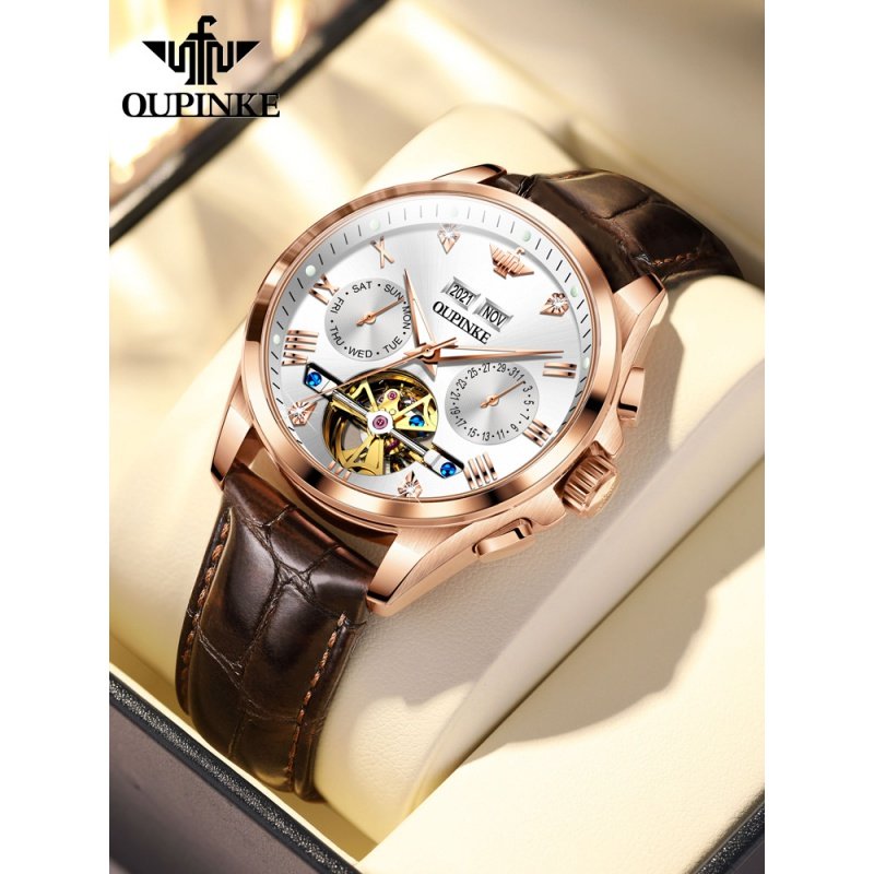 瑞士正品手表男士机械表真皮带时