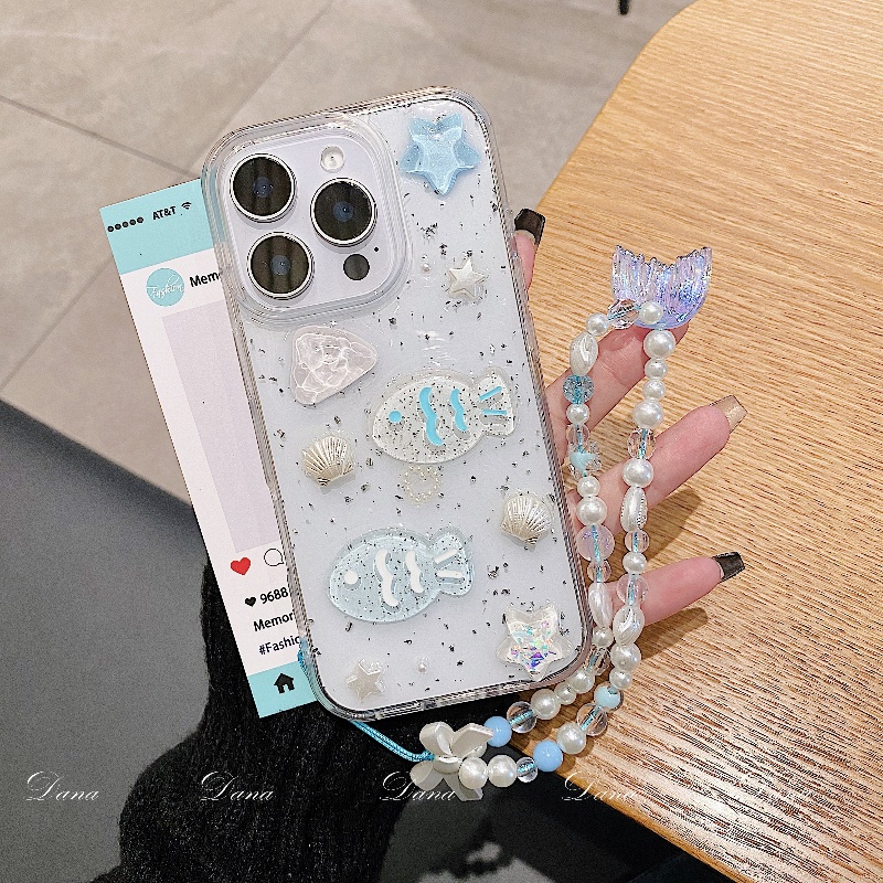 ins高级感立体贝壳小鱼17苹果iphone16ProMax手机壳透明滴胶14PRO新款15pro软壳防摔16pro保护套Puls全包硅胶