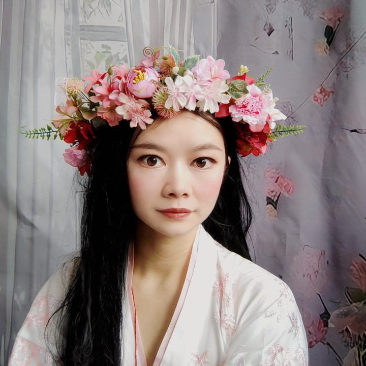 DIY新款粉色渐变红绢花大花朵