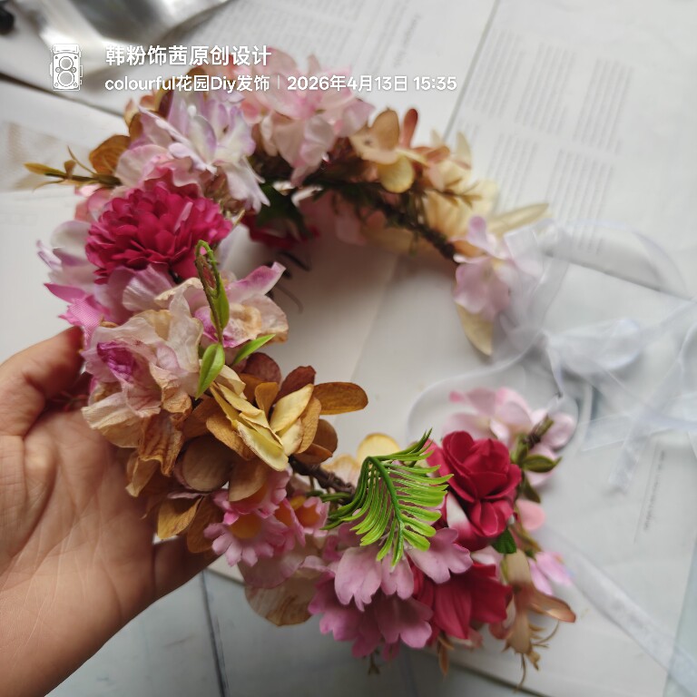 森系花环满天星新娘拍照发饰