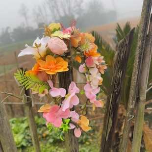 民族风仿真花环发饰女黄色花朵头饰学校运动会拍照写真道具发箍