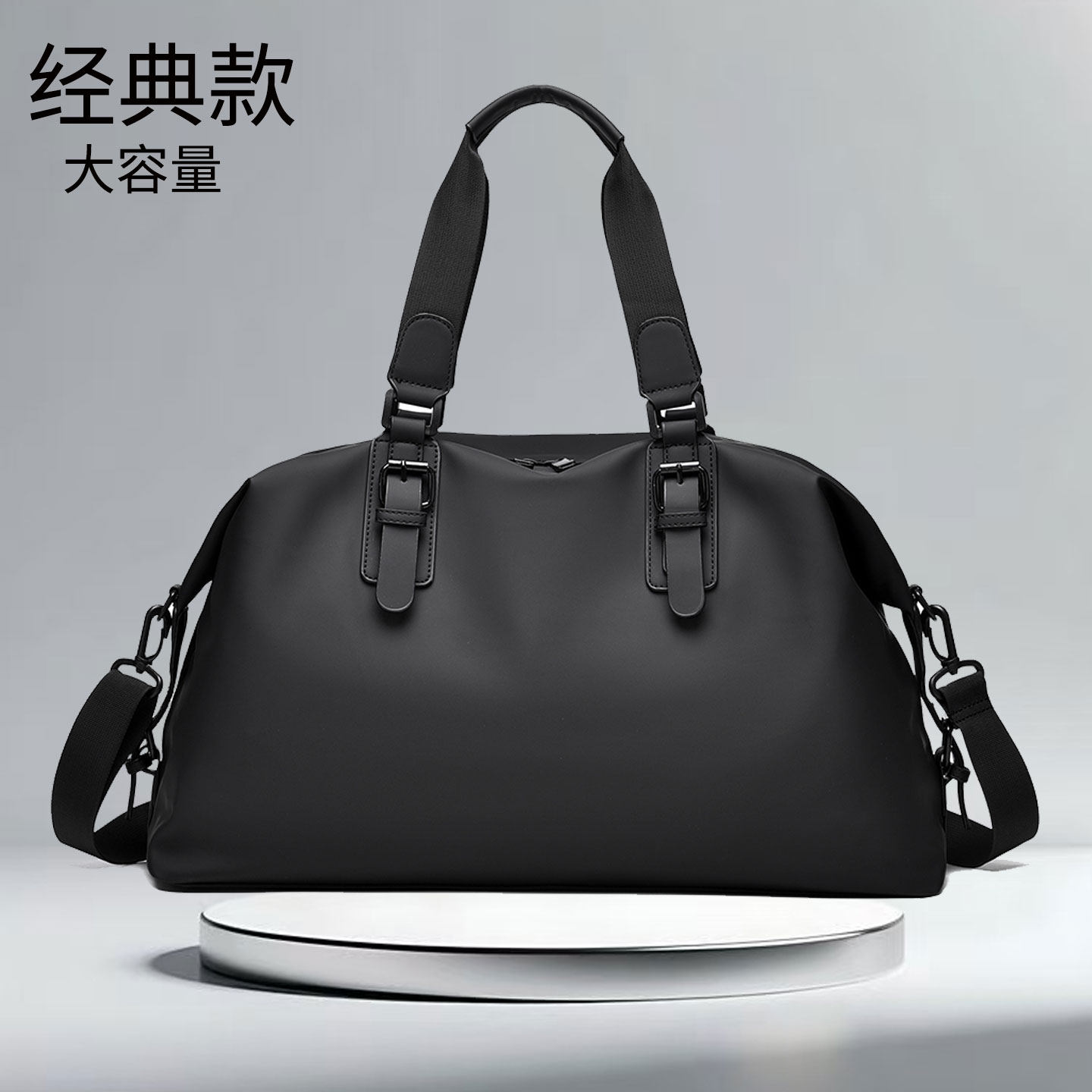 商务大容量旅行袋男手提健身包出差行李袋黑色牛津纺健身袋运动包