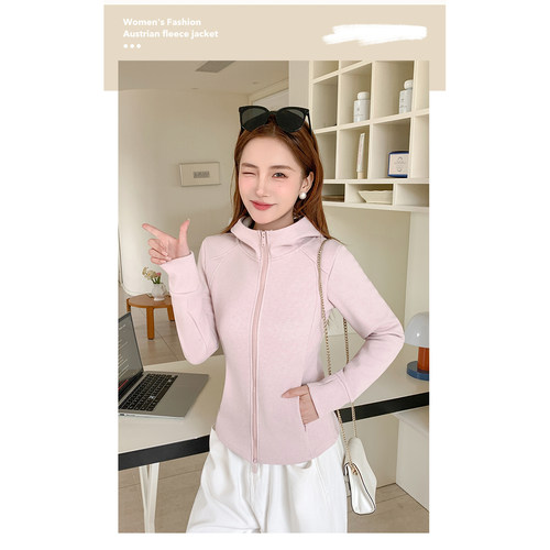 新款外穿收腰防风保暖健身上衣运动跑步瑜伽修身显瘦小蛮腰外套