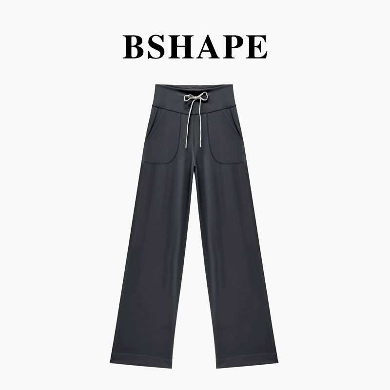 全&新款Throwback漫画腿裸感显瘦显腿长高腰拖地抽绳直筒裤