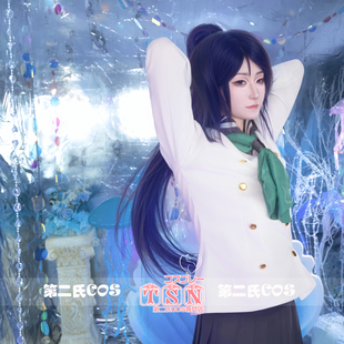 【第二氏】松浦果南 Lovelive!Sunshine 蓝黑蓝色马尾COS假发 V40