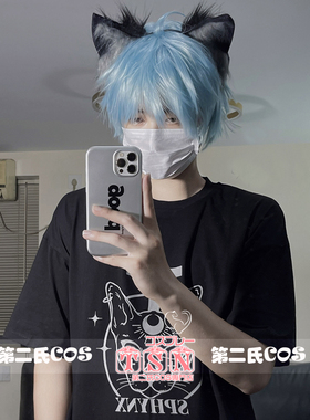 【第二氏】黑子的篮球 黑子哲也 蓝色短发少年热血漫COS假发 V079