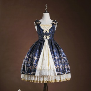 草莓巫女  原创伊甸宝石烫金jsk吊带Lolita裙