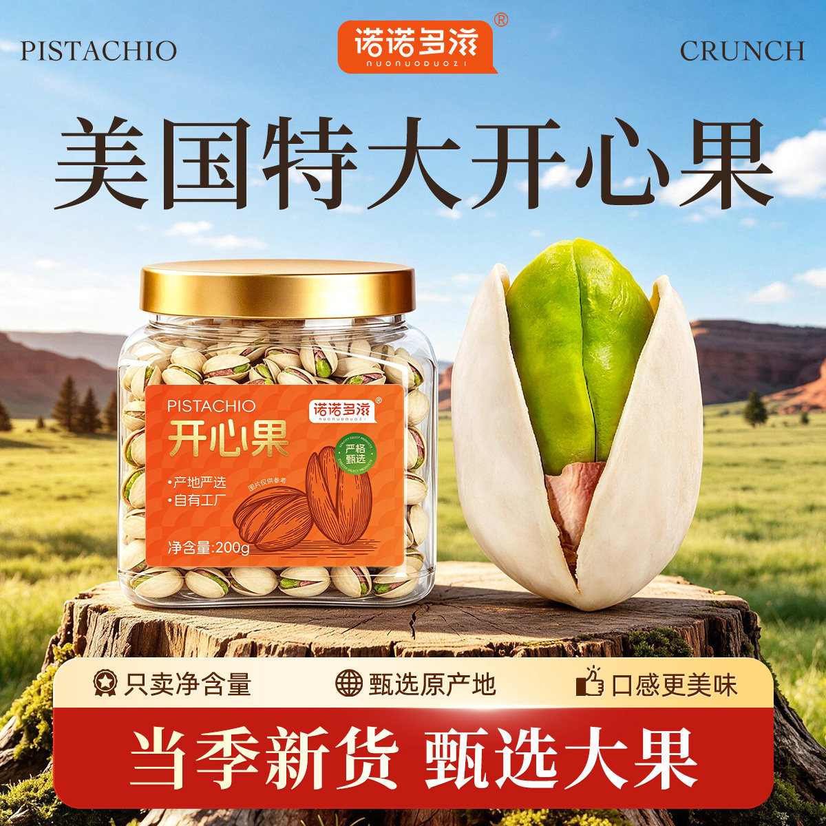 诺诺多滋开心果2026新货原味自然开口正品大颗粒坚果散装批发干果