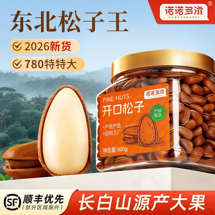 诺诺多滋开口松子坚果2026新货500g罐装特大东北特产原味红松籽
