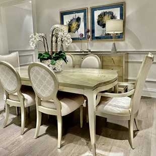 美克家具美式轻奢实木长方形餐桌实木美克cara美家餐桌椅古典法式