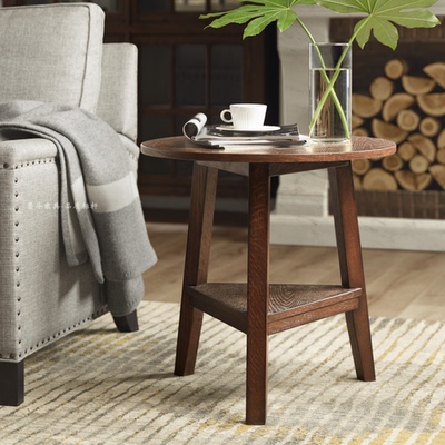 Harbor新款美式实木边几客厅家具简约园角几客厅边几定制House