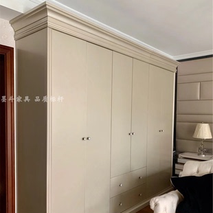 美式克轻奢实木定制衣柜衣帽间衣柜全屋定制酒柜鞋柜美式实木衣柜