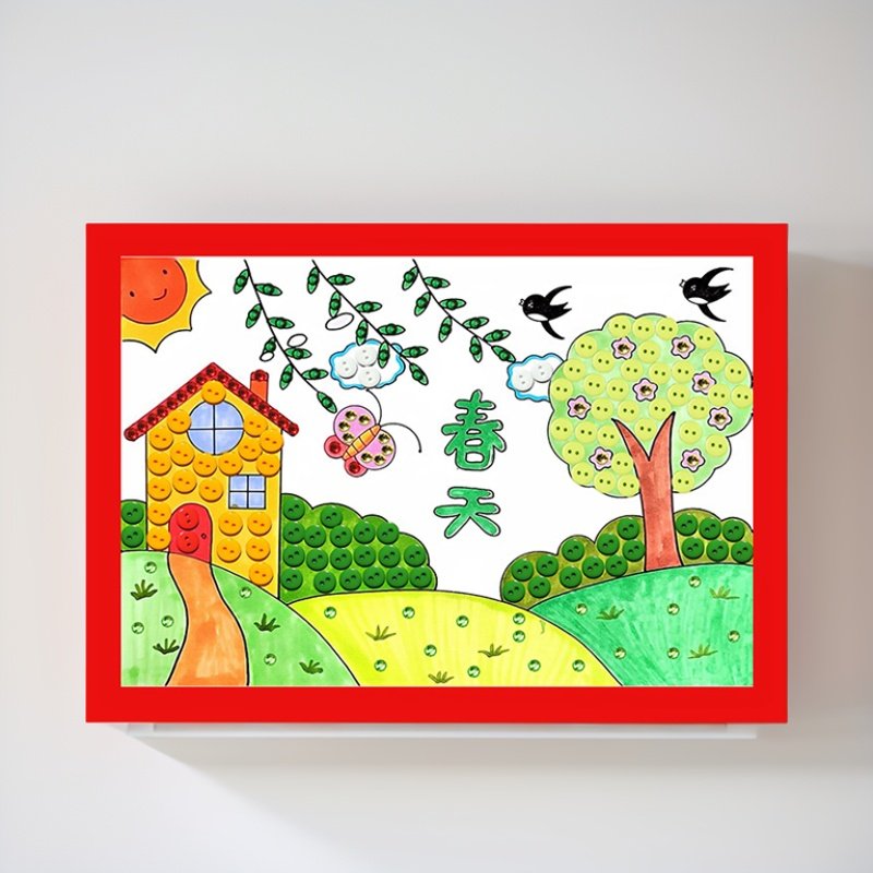 春天主题手工diy纽扣画制作材料包幼儿园环创装饰半成品儿童贴画
