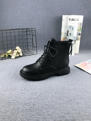 牛皮内增高粗跟加绒百搭马丁靴女