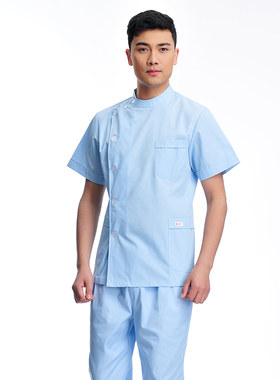 雅姿洁立领男医生服长袖秋冬款偏巾上衣分体牙医口腔科套装工作服