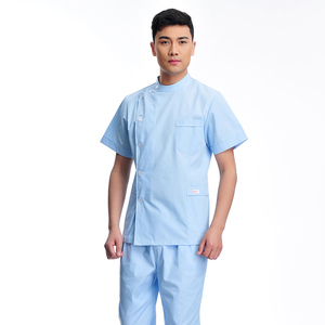 雅姿洁立领男医生服长袖秋冬款偏巾上衣分体牙医口腔科套装工作服