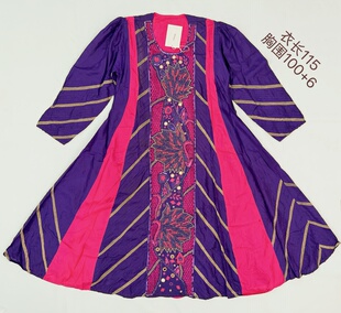 印度尼泊尔刺绣古着连衣裙异域旅拍女装vintage拼色中袖裙子