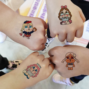 哭娃crybaby闪粉纹身贴纸跨境卡通可爱高级儿童礼物妆容vacation