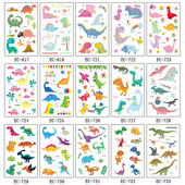 儿童恐龙纹身贴防水持久男孩女孩卡通益智奖励贴纸画可爱动物装 饰